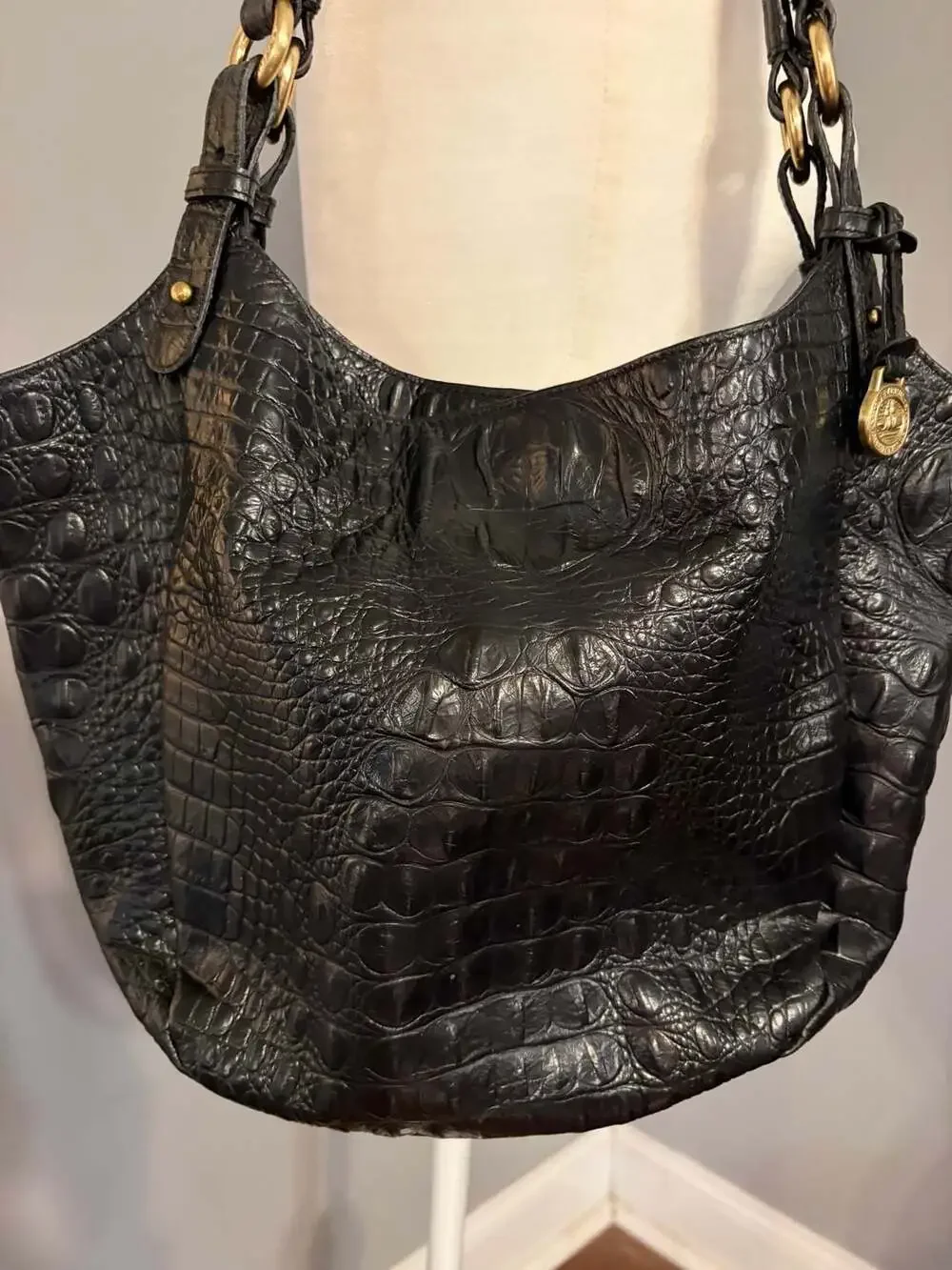 Brahmin Melbourne Croc Embossed Leather Shoulder Tote